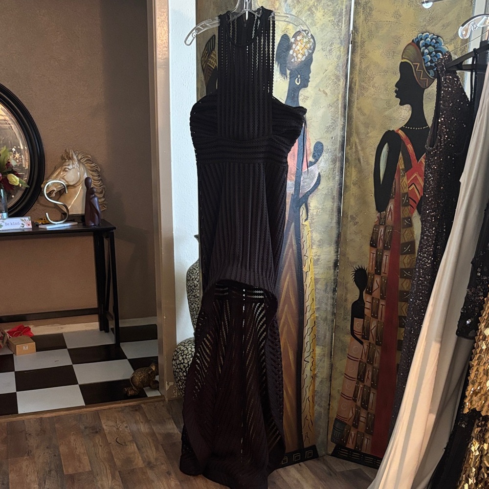 Elegant Black Knit Maxi Dress